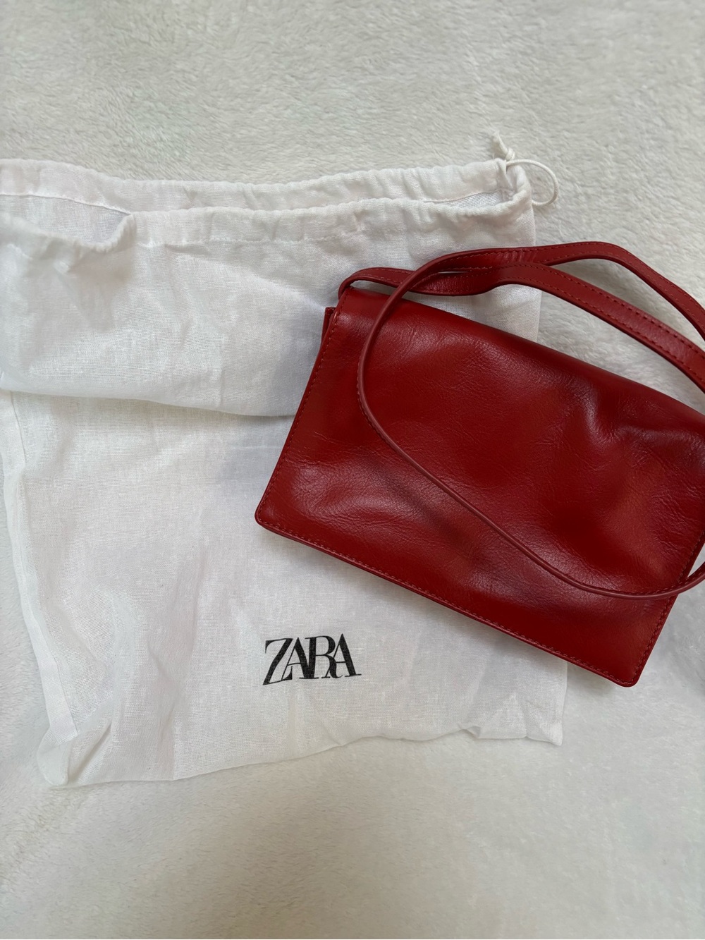 ZARA Cherry Red Leather Crossbody Bag